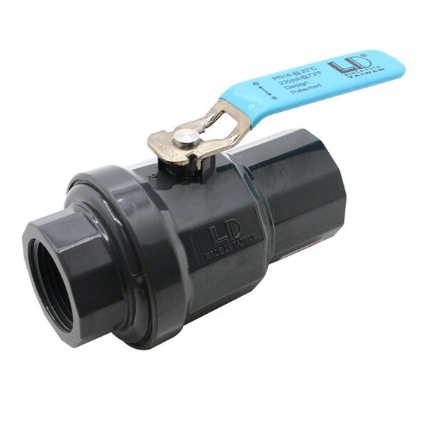 Thrifco Plumbing 1-1/2 Inch Threaded x Threaded PVC Ball Valve with Stainless St 6416224 - main